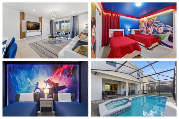 Stylish 6BR Home with Themed Rooms and Pool